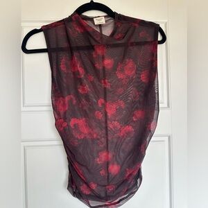 OWO Abercrombie & Fitch Rose Design Mesh Top